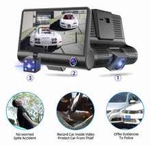 Load image into Gallery viewer, E-ACE Car DVR 3 Cameras Lens 4.0 Inch Dash Camera Dual Lens With Rearview Camera Video Recorder Auto Registrator Dvrs Dash Cam