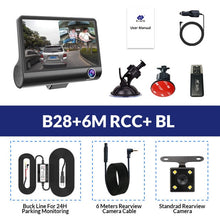 Load image into Gallery viewer, E-ACE Car DVR 3 Cameras Lens 4.0 Inch Dash Camera Dual Lens With Rearview Camera Video Recorder Auto Registrator Dvrs Dash Cam
