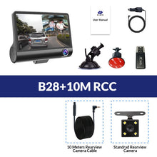 Load image into Gallery viewer, E-ACE Car DVR 3 Cameras Lens 4.0 Inch Dash Camera Dual Lens With Rearview Camera Video Recorder Auto Registrator Dvrs Dash Cam
