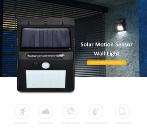 Waterproof 20 LED Solar Power PIR Motion Sensor Wall Light