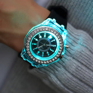 TRENDY LED FLASH LUMINOUS  7 COLOR LIGHT WRISTWATCH