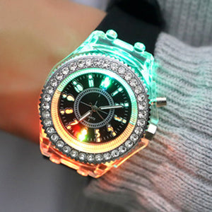TRENDY LED FLASH LUMINOUS  7 COLOR LIGHT WRISTWATCH