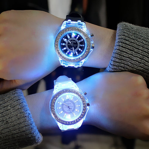TRENDY LED FLASH LUMINOUS  7 COLOR LIGHT WRISTWATCH