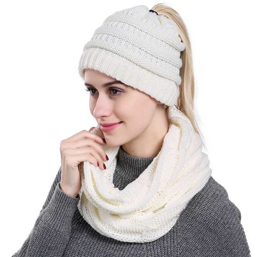 ponytail beanies & scarf sets