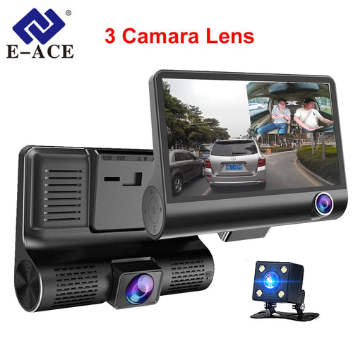 E-ACE Car DVR 3 Cameras Lens 4.0 Inch Dash Camera Dual Lens With Rearview Camera Video Recorder Auto Registrator Dvrs Dash Cam