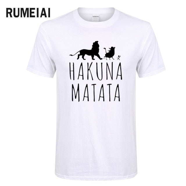 HAKUNA MATATA Men T Shirt 2019 Summer 100% Cotton High Quality Men T Shirt Slim Fit Casual Anime T-Shirt The Lion King Tops Tees