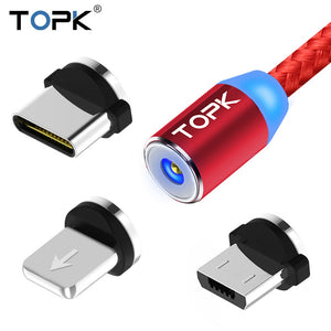 FREE  LED Magnetic Charger Cable & Micro USB  & USB Type C &  for iPhone